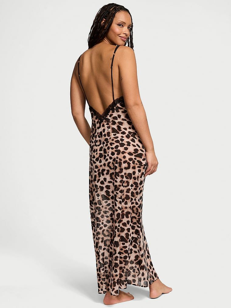 Victoria's Secret Suknia długa z szyfonu Leopard Slip