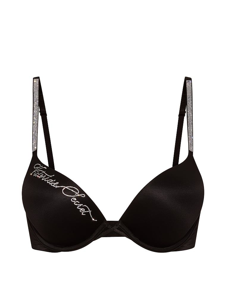 Biustonosz push-up powiększający o 2 rozmiary Bombshell Shine Script. Produkt ma kolor czarny i pochodzi z kolekcji Very Sexy. 