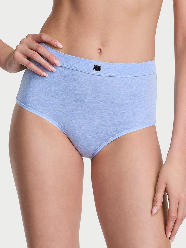 Majtki bawełniane figi z logo marki z wysokim stanem Hardware. Produkt ma kolor niebieski i pochodzi z kolekcji Cotton. 
