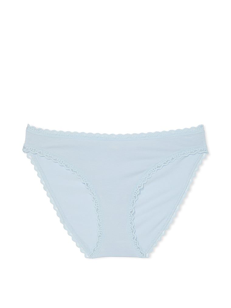 Majtki bawełniane z koronką Lace-Trim Bikini. Produkt ma kolor niebieski i pochodzi z kolekcji Lacie. 