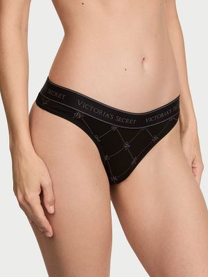 Cotton Stringi bawełniane z logo w talii