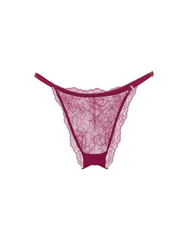 Majtki brazyliany koronkowe z regulowanymi paseczkami Rose Lace Brazilian. Produkt ma kolor różowy i pochodzi z kolekcji Body by Victoria. 