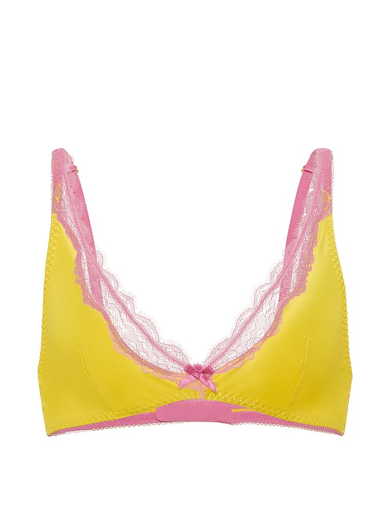 Biustonosz nieusztywniany bez fiszbin satynowy Tease. Produkt ma kolor żółty i pochodzi z kolekcji Victoria's Secret. 