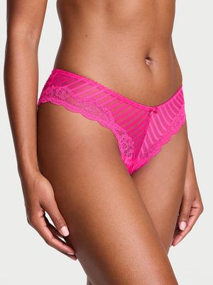 Victoria's Secret Majtki z paseczków z wysoko wyciętymi nogawkami Tease Sheer Stripe Cheeky