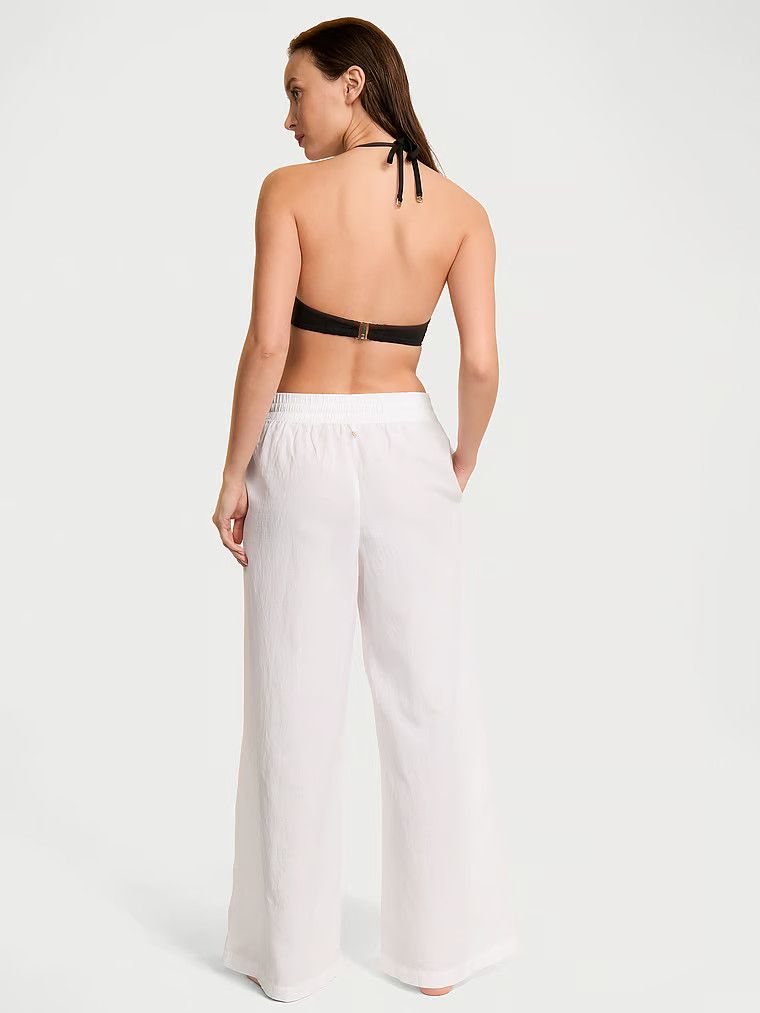 Spodnie lniane na plażę Beachwear. Produkt ma kolor biały i pochodzi z kolekcji Victoria's Secret Swim. 