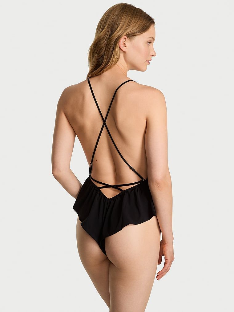 Very Sexy Kombinezon z szyfonu Lace-Up Flutter Romper