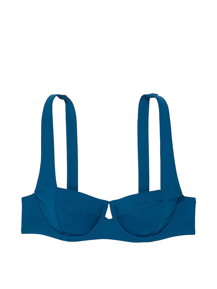 Góra od bikini z mocno zabudowanymi miseczkami Essential. Produkt ma kolor niebieski i pochodzi z kolekcji Victoria's Secret Swim. 