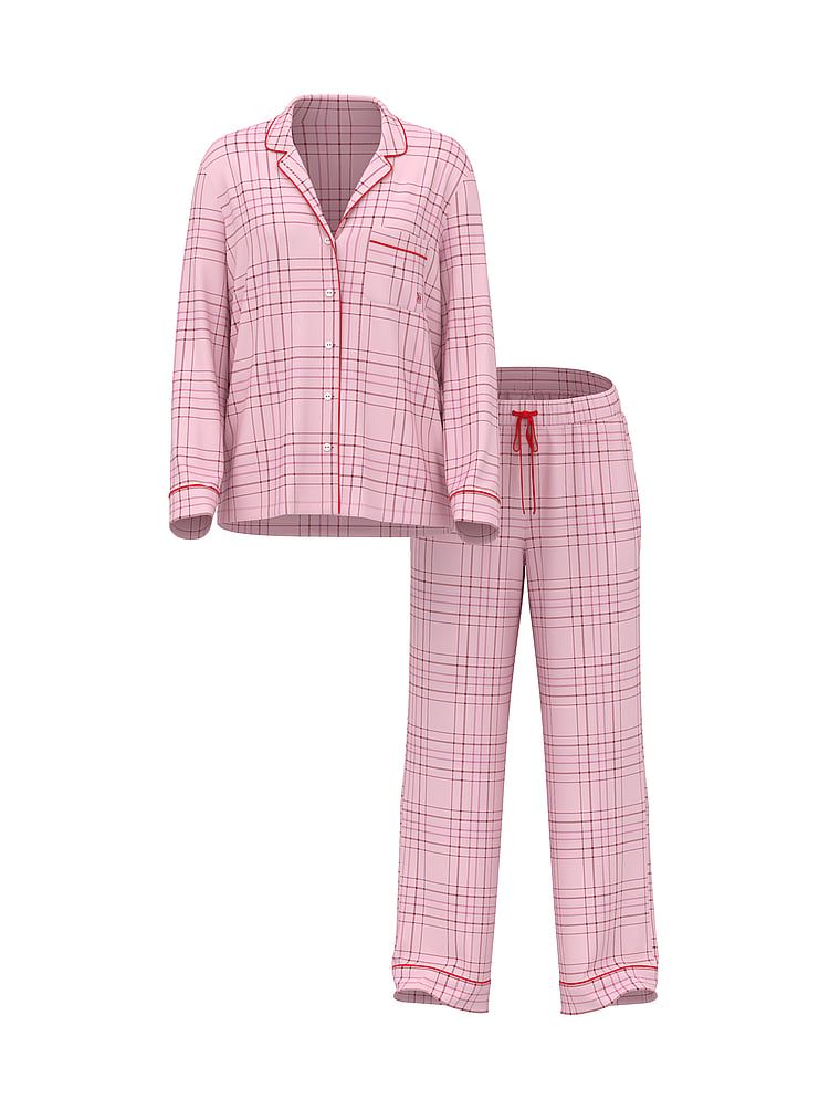 Flanelowa piżama z długimi spodniami. Produkt jest wzorzysty i pochodzi z kolekcji Victoria's Secret. 