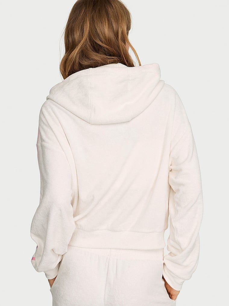 Bluza bawełniana z kapturem i suwakiem Micro Terry. Produkt ma kolor biały i pochodzi z kolekcji Angel Essentials. 