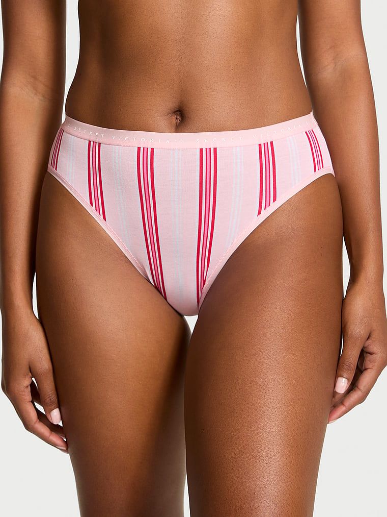 Victoria's Secret Majtki bawełniane figi z wysoko wyciętymi nogawkami High-Leg Brief