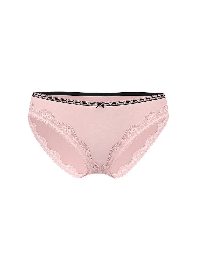 Majtki bawełniane Bow Lace-Trim Bikini. Produkt ma kolor różowy i pochodzi z kolekcji Lace Trim. 