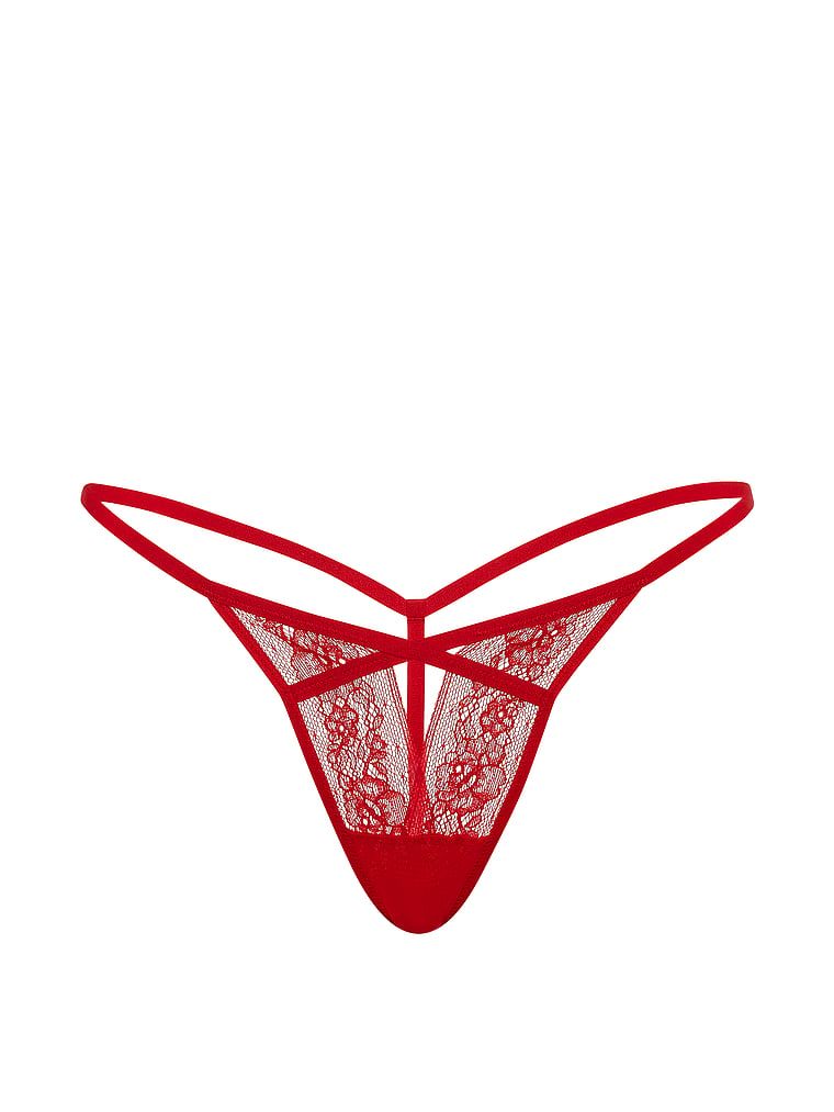 Stringi z wycięciem i z koronką Strappy Cut-Out. Produkt ma kolor czerwony i pochodzi z kolekcji Very Sexy. 