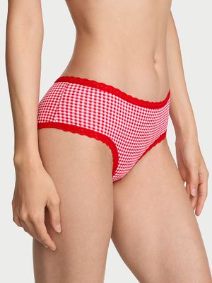 Lace Trim Majtki bawełniane z koronką na krawędziach Lace-Waist Cheeky