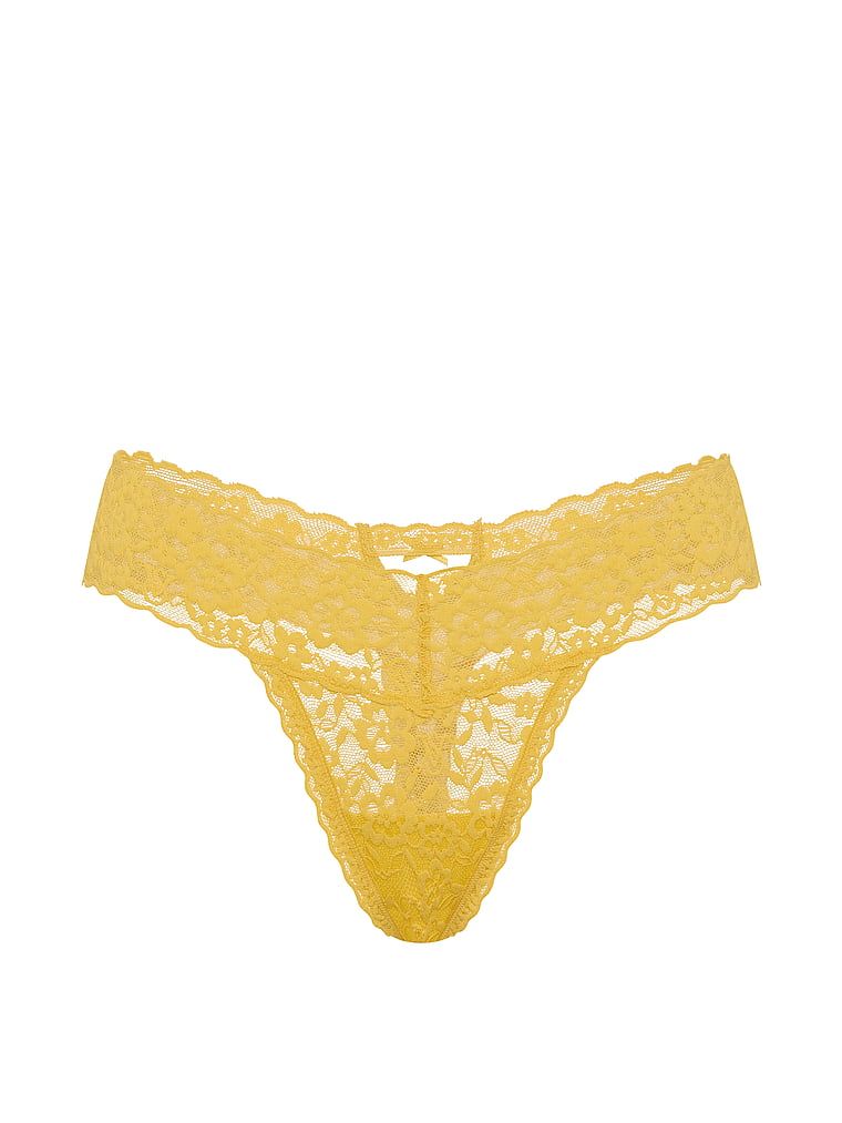 Stringi koronkowe Keyhole. Produkt ma kolor żółty i pochodzi z kolekcji Lacie. 