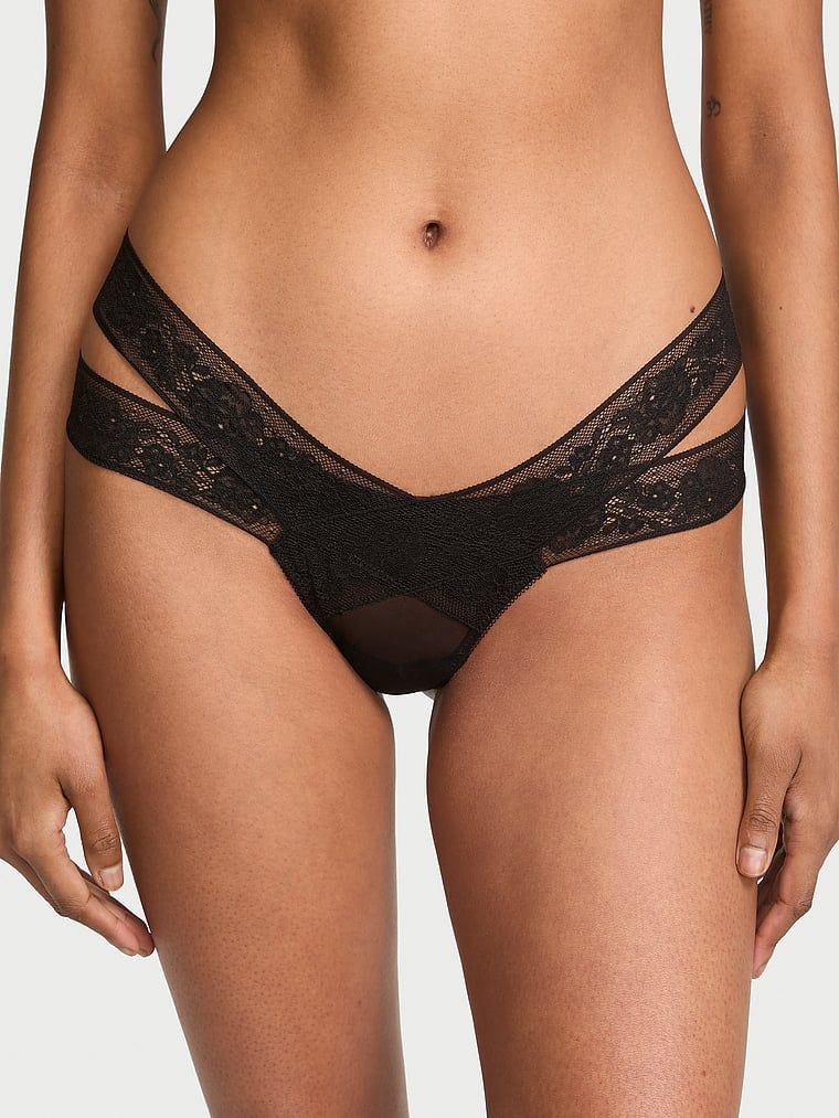 Very Sexy Stringi z wycięciami i z koronką Strappy Cut-Out