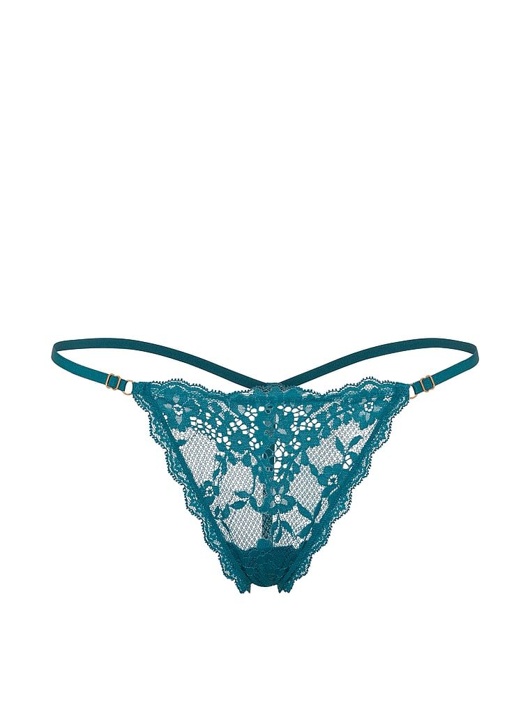 Stringi koronkowe z regulowanymi paskami Lace V-String. Produkt ma kolor niebieski i pochodzi z kolekcji Dream Angels. 