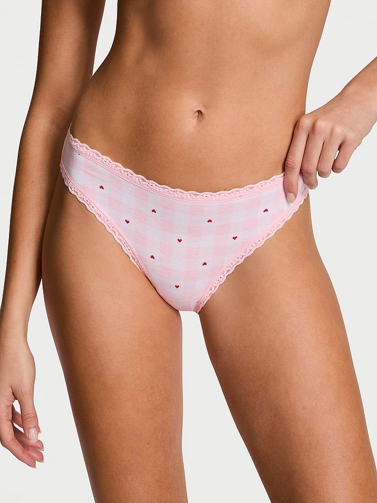 Majtki bawełniane z koronką Lace-Trim Bikini. Produkt jest wzorzysty i pochodzi z kolekcji Lace Trim. 