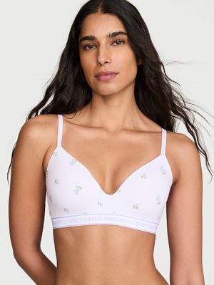 T-shirt Biustonosz lekko usztywniany bawełniany bez fiszbin z haftem