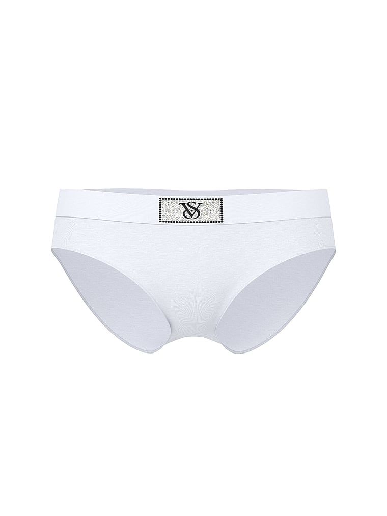 Majtki bawełniane z błyszczącym logo Shine Patch Hiphugger. Produkt ma kolor biały i pochodzi z kolekcji Cotton. 
