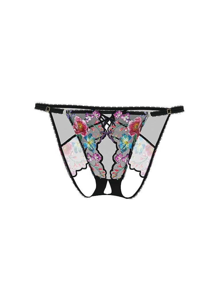 Majtki bez kroku Dark Blossom Embroidery. Produkt jest wzorzysty i pochodzi z kolekcji Very Sexy. 