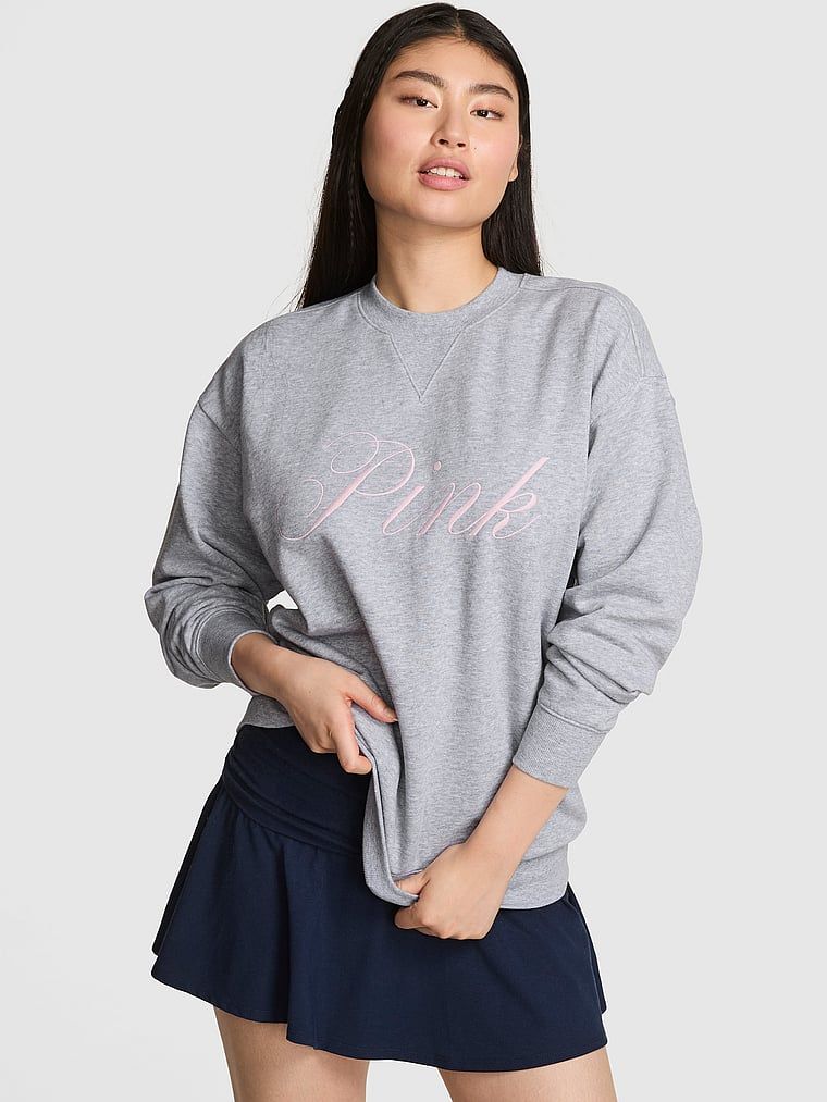 PINK Bluza bawełniana Ivy Fleece Oversized Crew