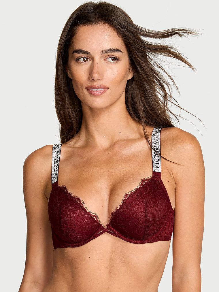 Very Sexy Biustonosz lekko usztywniany koronkowy z błyszczącymi ramiączkami Shine Strap Demi