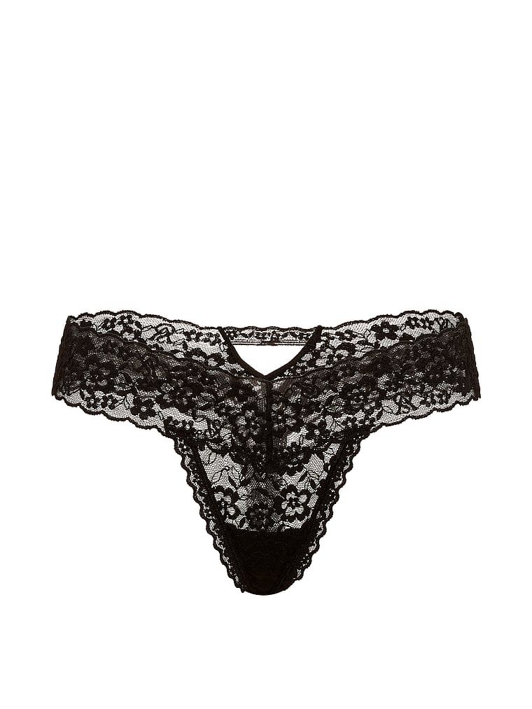 Stringi koronkowe Keyhole. Produkt ma kolor czarny i pochodzi z kolekcji Lacie. 