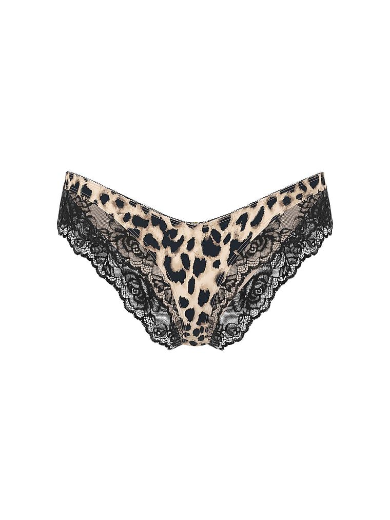 Majtki z koronką na krawędziach i wysoko wyciętymi nogawkami Lace-Trim Cheeky. Produkt ma wzór z motywem zwierzęcym i pochodzi z kolekcji Very Sexy. 