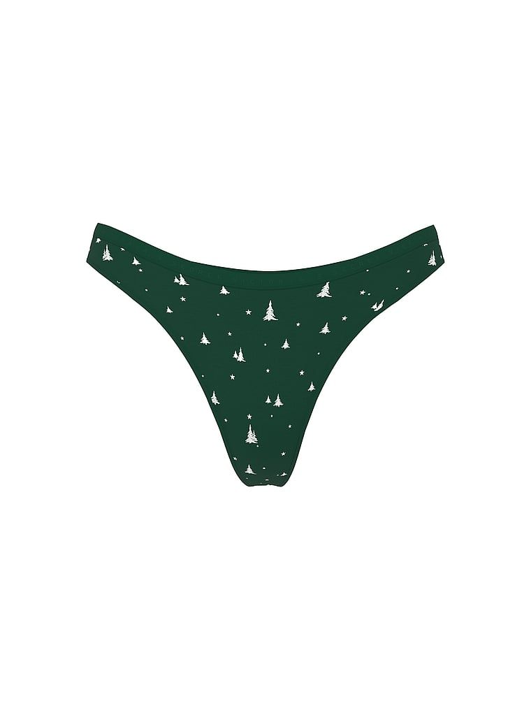 Stringi bawełniane High-Leg Scoop. Produkt jest wzorzysty i pochodzi z kolekcji Victoria's Secret. 