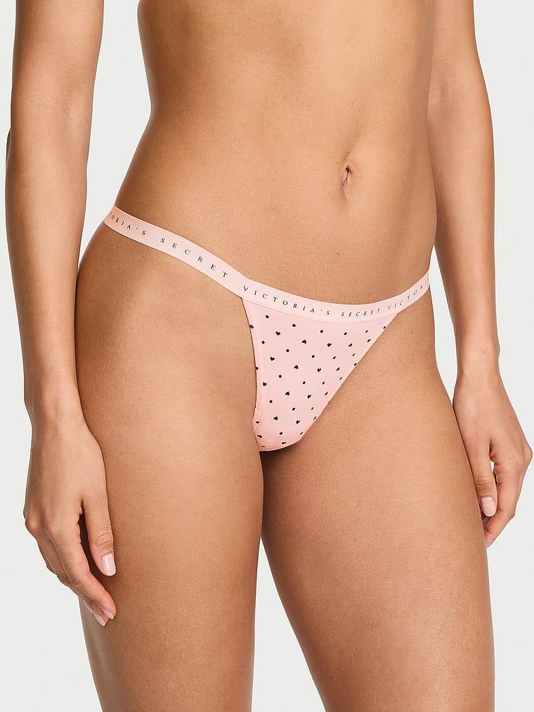 Stringi bawełniane Stretch Cotton. Produkt jest wzorzysty i pochodzi z kolekcji Victoria's Secret. 