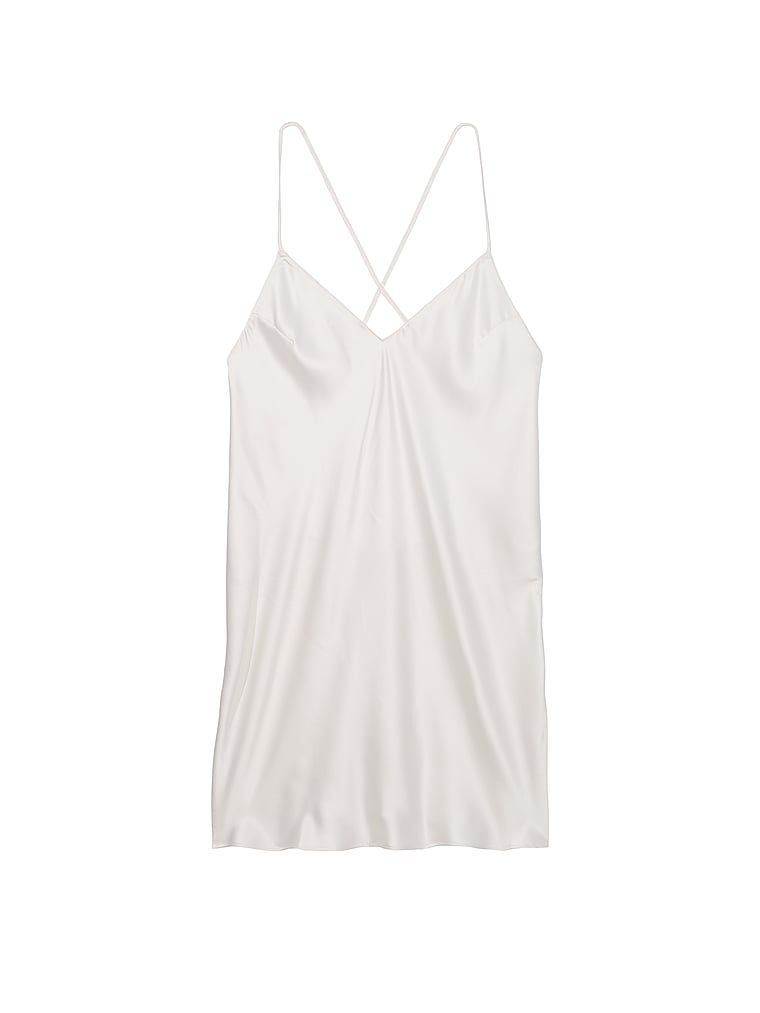 Victoria's Secret Koszulka nocna satynowa na cienkich ramiączkach odsłaniająca plecy Open-Back Slip