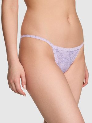 Bawełniane majtki bikini z paseczkami i koronkowym wykończeniem