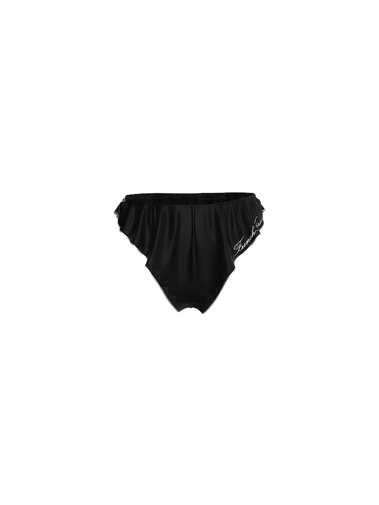 Majtki z falbankami Satin Flutter Cheeky. Produkt ma kolor czarny i pochodzi z kolekcji Victoria's Secret. 