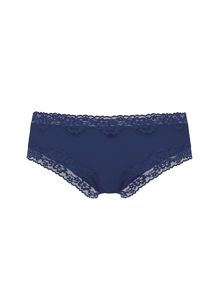Majtki bawełniane w paseczki z koronką na krawędziach Cheeky. Produkt ma kolor niebieski i pochodzi z kolekcji Lace Trim. 