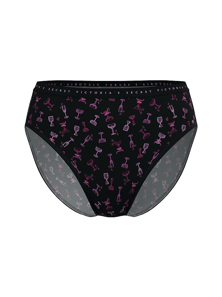 Majtki bawełniane figi z wysoko wyciętymi nogawkami High-Leg Brief. Produkt jest wzorzysty i pochodzi z kolekcji Victoria's Secret. 