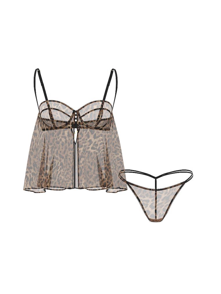 Very Sexy Halka i stringi z szyfonu Geo Leo Babydoll