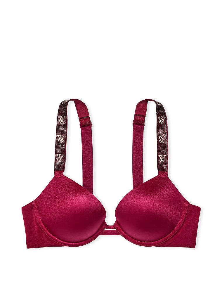 Na zdjęciu na białym tle widoczny jest biustonosz push-up Shine Strap. Produkt ma kolor czerwony i pochodzi z kolekcji Very Sexy.