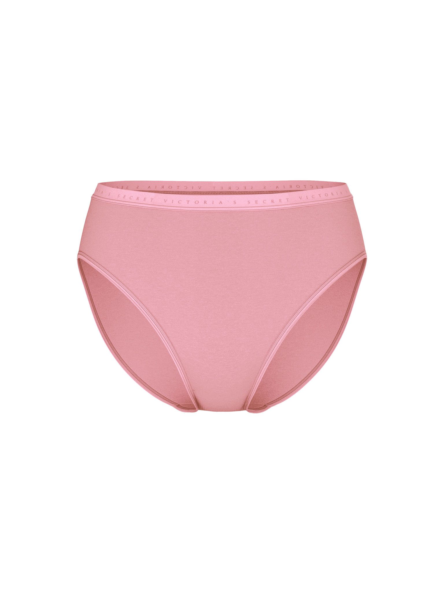 Majtki bawełniane figi z wysoko wyciętymi nogawkami High-Leg Brief. Produkt ma kolor różowy i pochodzi z kolekcji Victoria's Secret. 