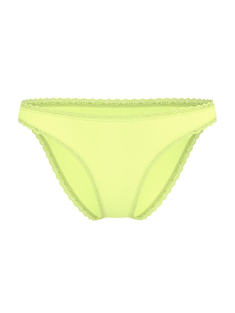 Majtki bawełniane z koronką Lace-Trim Bikini. Produkt ma kolor zielony i pochodzi z kolekcji Lacie. 
