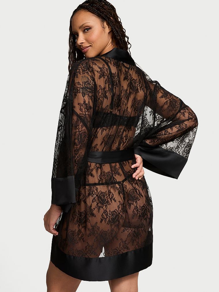 Victoria's Secret Szlafrok koronkowy krótki Rose Lace