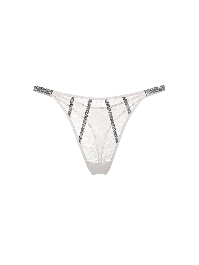 Very Sexy Stringi koronkowe z błyszczącymi paskami Gradient Shine Strap