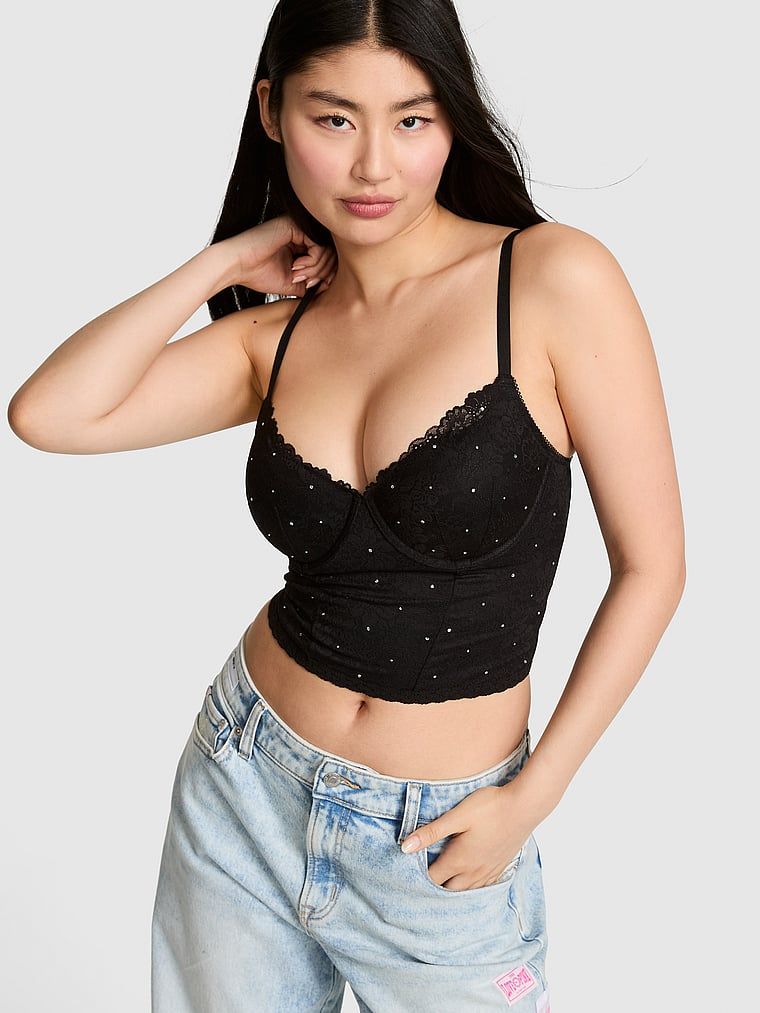 Lekko usztywniany top gorsetowy z dekoltem scoop PINK Wink