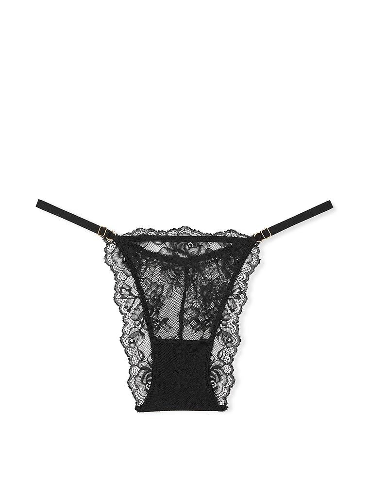 Majtki brazyliany koronkowe z regulowanymi paseczkami Rose Lace Brazilian. Produkt ma kolor czarny i pochodzi z kolekcji Very Sexy. 
