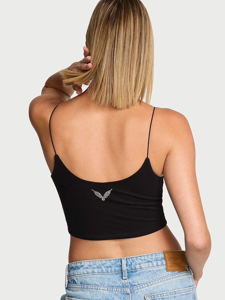 Top bawełniany z logo FS. Produkt ma kolor czarny i pochodzi z kolekcji Angel Essentials. 