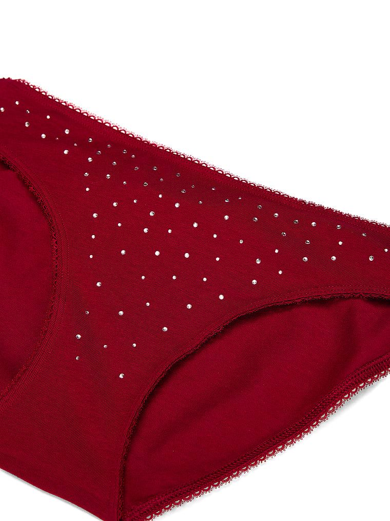 Majtki bawełniane z cekinami Sparkle Bikini. Produkt ma kolor czerwony i pochodzi z kolekcji Victoria's Secret. 