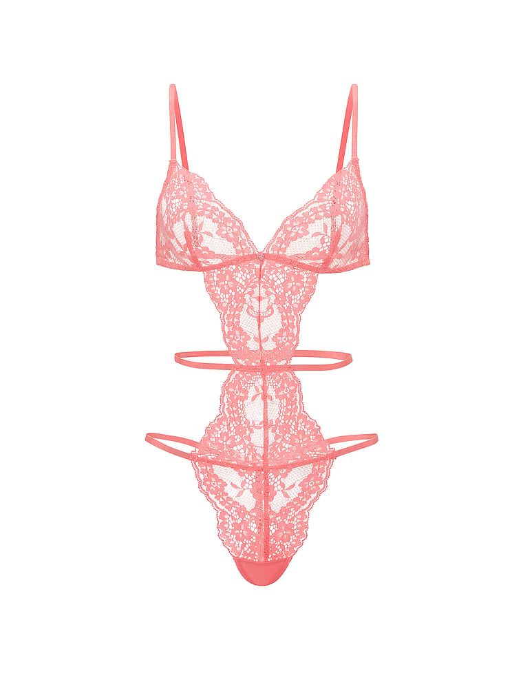 Body koronkowe z paseczkami Dare to Dream. Produkt ma kolor różowy i pochodzi z kolekcji Dream Angels. 