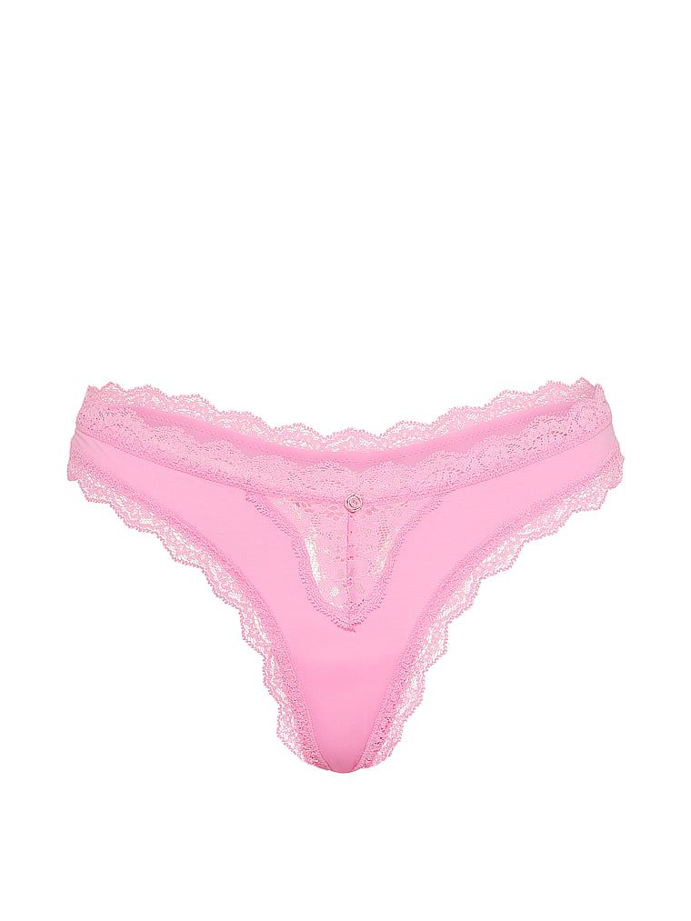 Stringi z koronką Lace Trim. Produkt ma kolor różowy i pochodzi z kolekcji Dream Angels. 