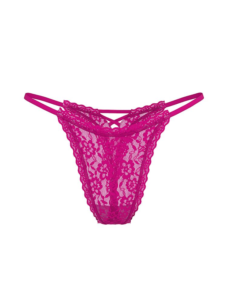 Stringi koronkowe z paseczkami z tyłu Blossom. Produkt ma kolor różowy i pochodzi z kolekcji Lacie. 