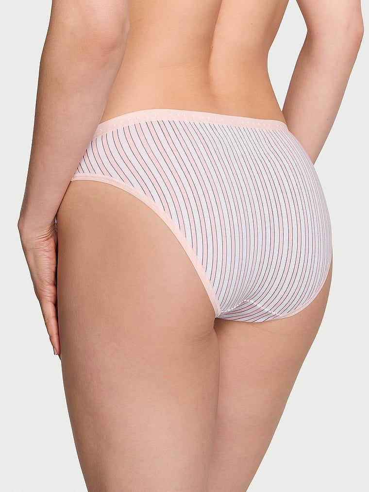 Majtki bawełniane Stretch Cotton Bikini. Produkt ma wzór w paski i pochodzi z kolekcji Victoria's Secret. 