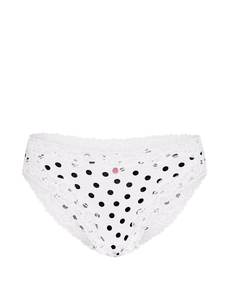 Majtki bawełniane z koronką Lace-Trim Bikini. Produkt jest wzorzysty i pochodzi z kolekcji Lace Trim. 